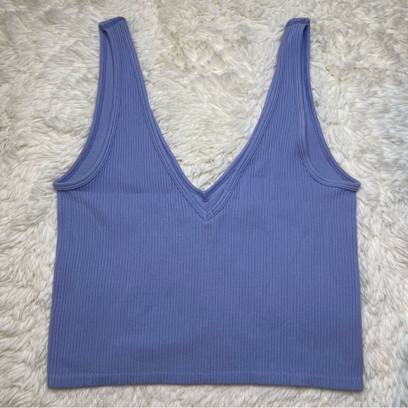 Forever 21 Purple/Blue Ribbed V-Plunge Crop Top - Picture 2 of 6